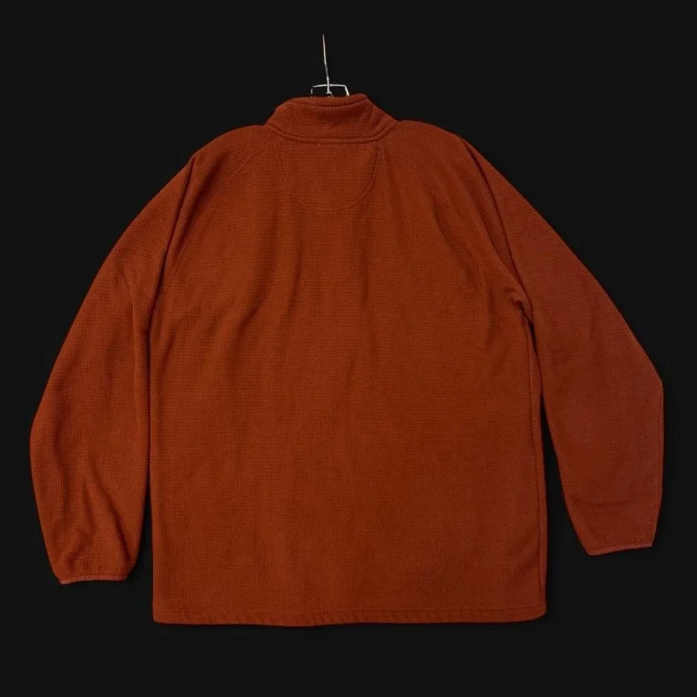 The North Face Mens XL 1/4 Zip Waffle Grid Fleece Pullover Sweater Rust Orange